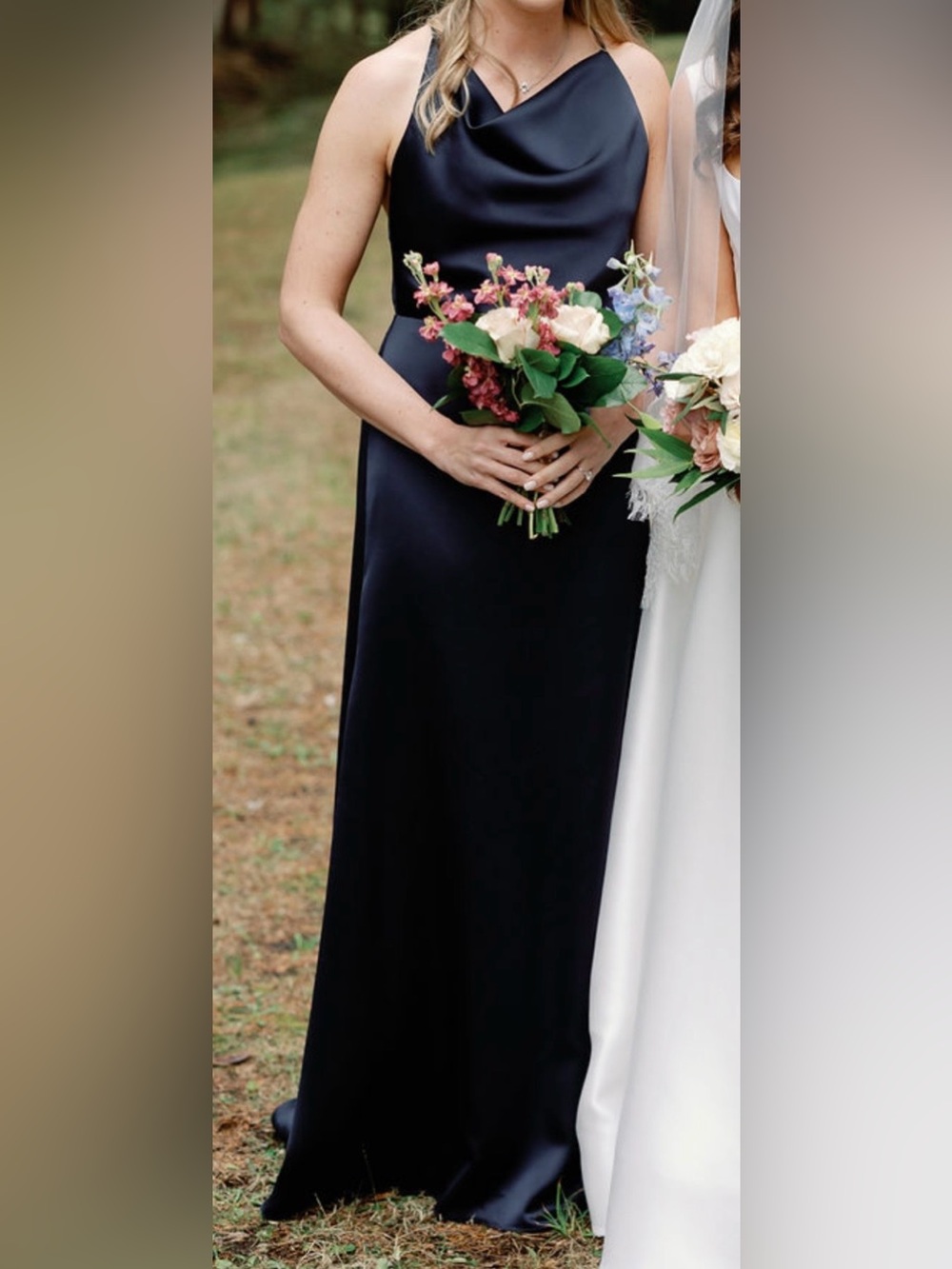 Amsale Alicia Satin Bridesmaid Dress - Navy